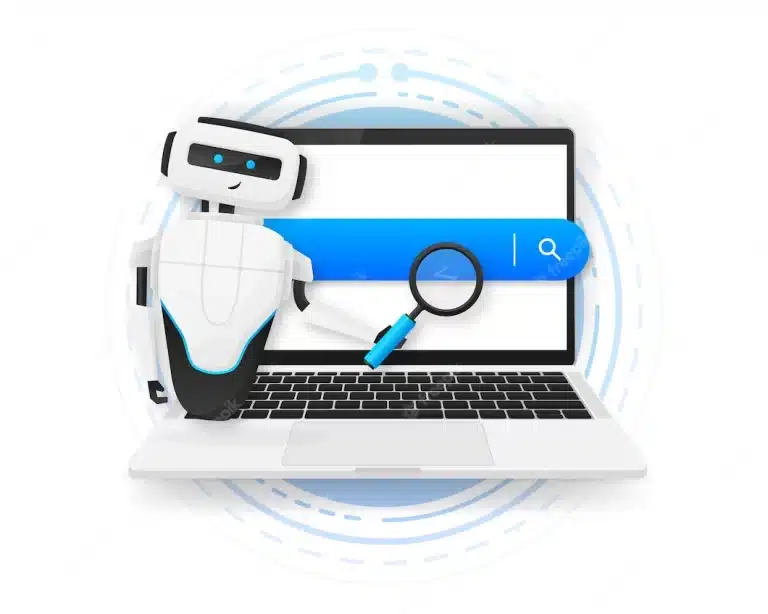 search-information-online-concept-white-robot-looking-through-magnifying-glass-vector-illustration_4